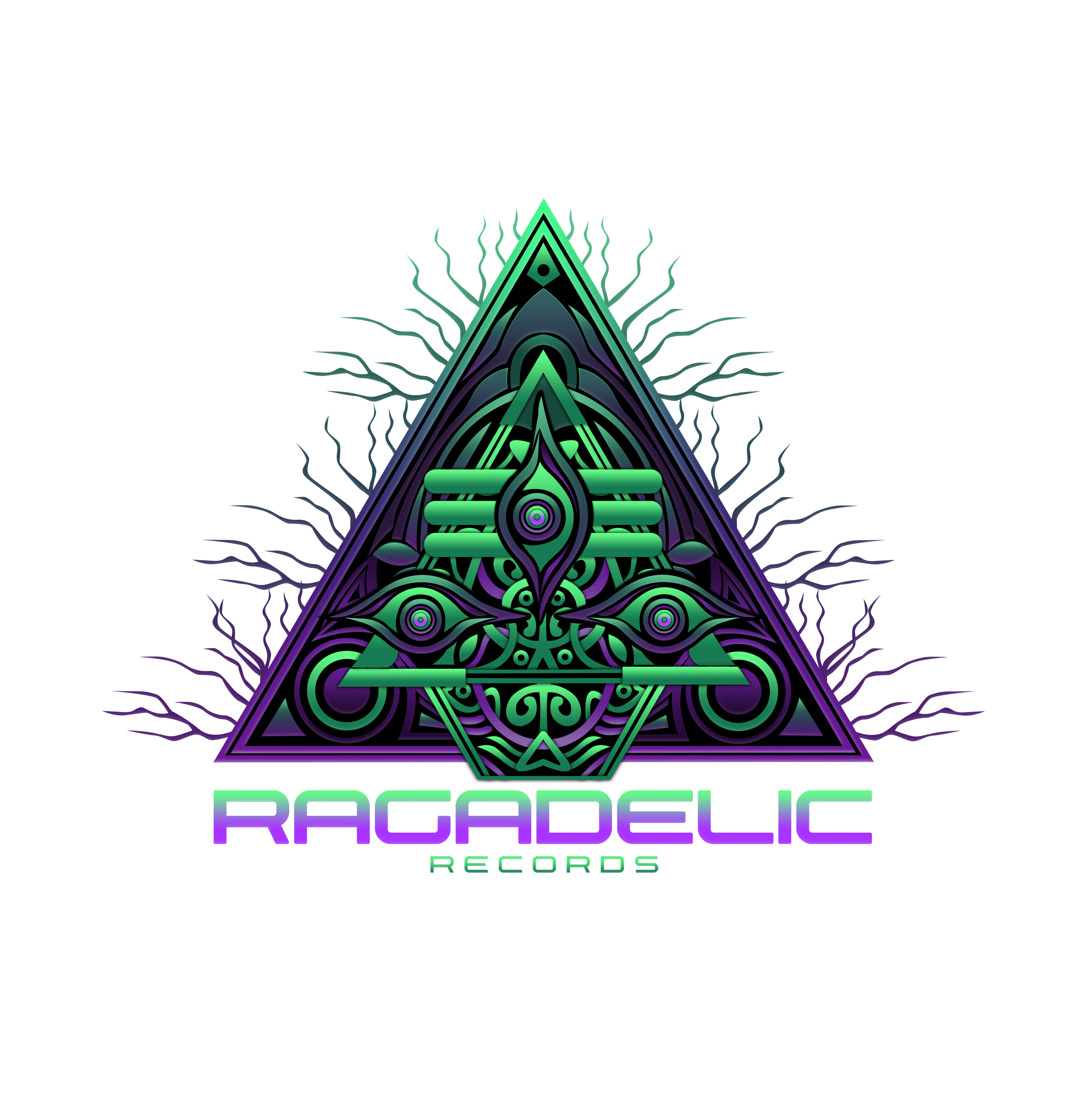 The Ragadelic Records seal in green and violet
